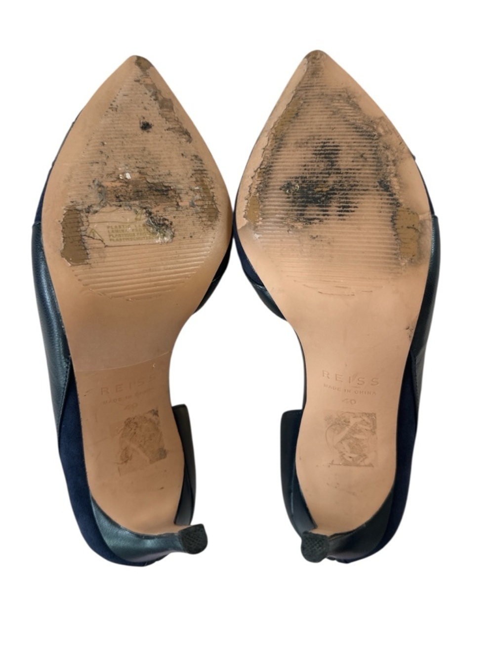 REISS Augusta Point Toe Court Suede Heels in Navy - Picture 12 of 13